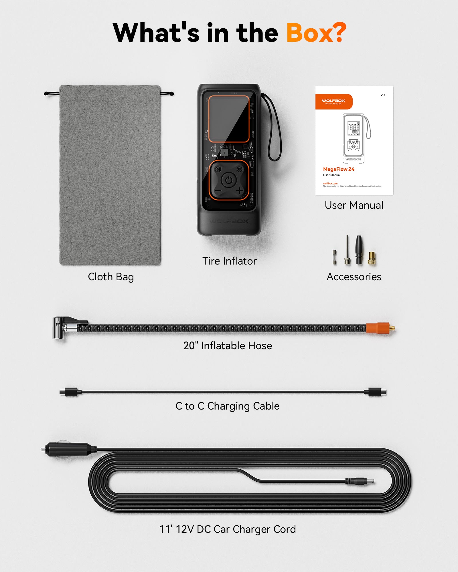 WOLFBOX MegaFlow24 Portable Tire Inflator  WOLFBOX   