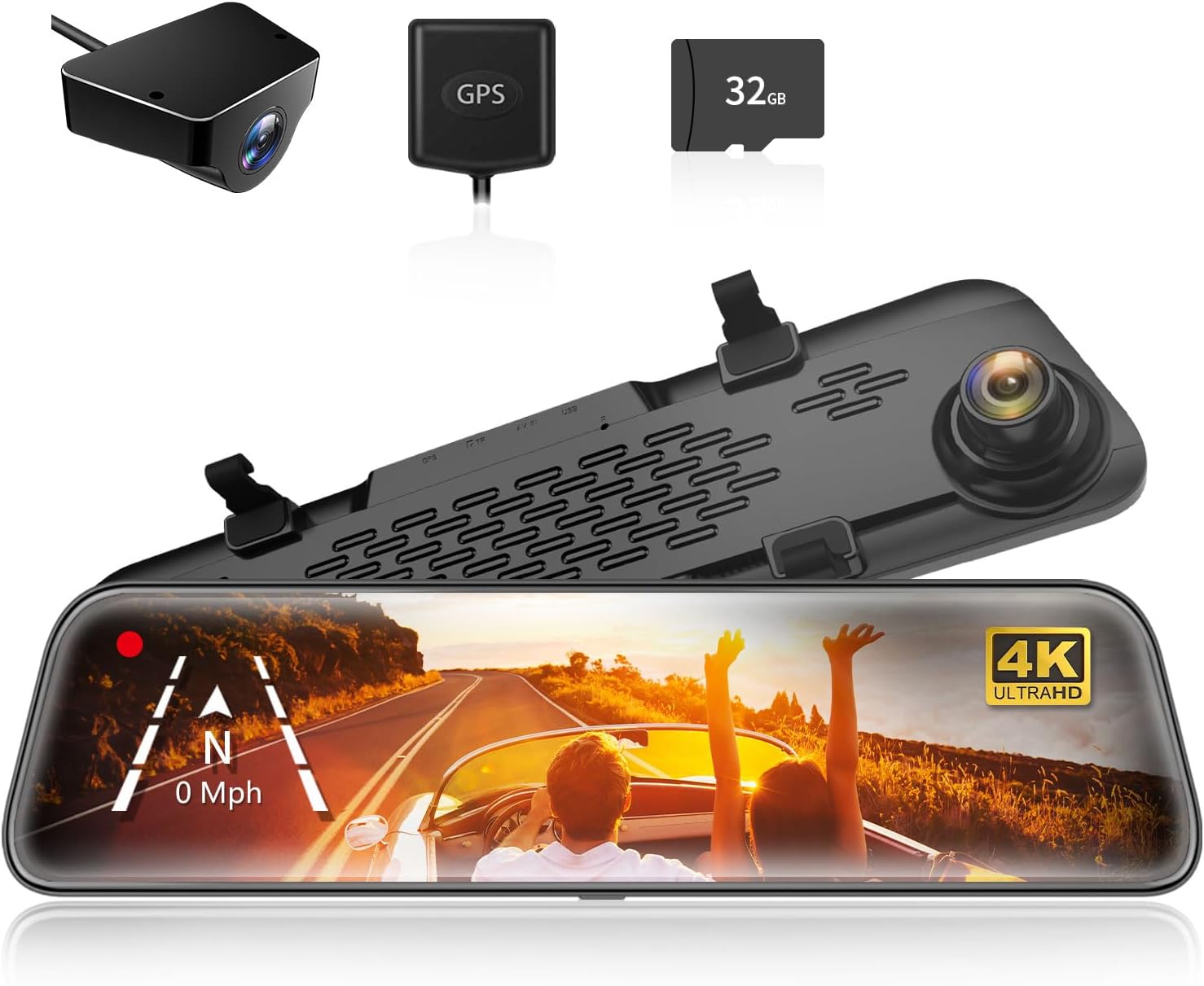 WOLFBOX G840S 12″ 4K Mirror Dash Cam 2160P Full HD Smart Rear View Camera Mirror Dash Cam