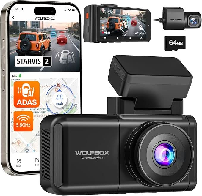WOLFBOX X3 2.5K 1440P 60FPS Dash Camera - WOLFBOX