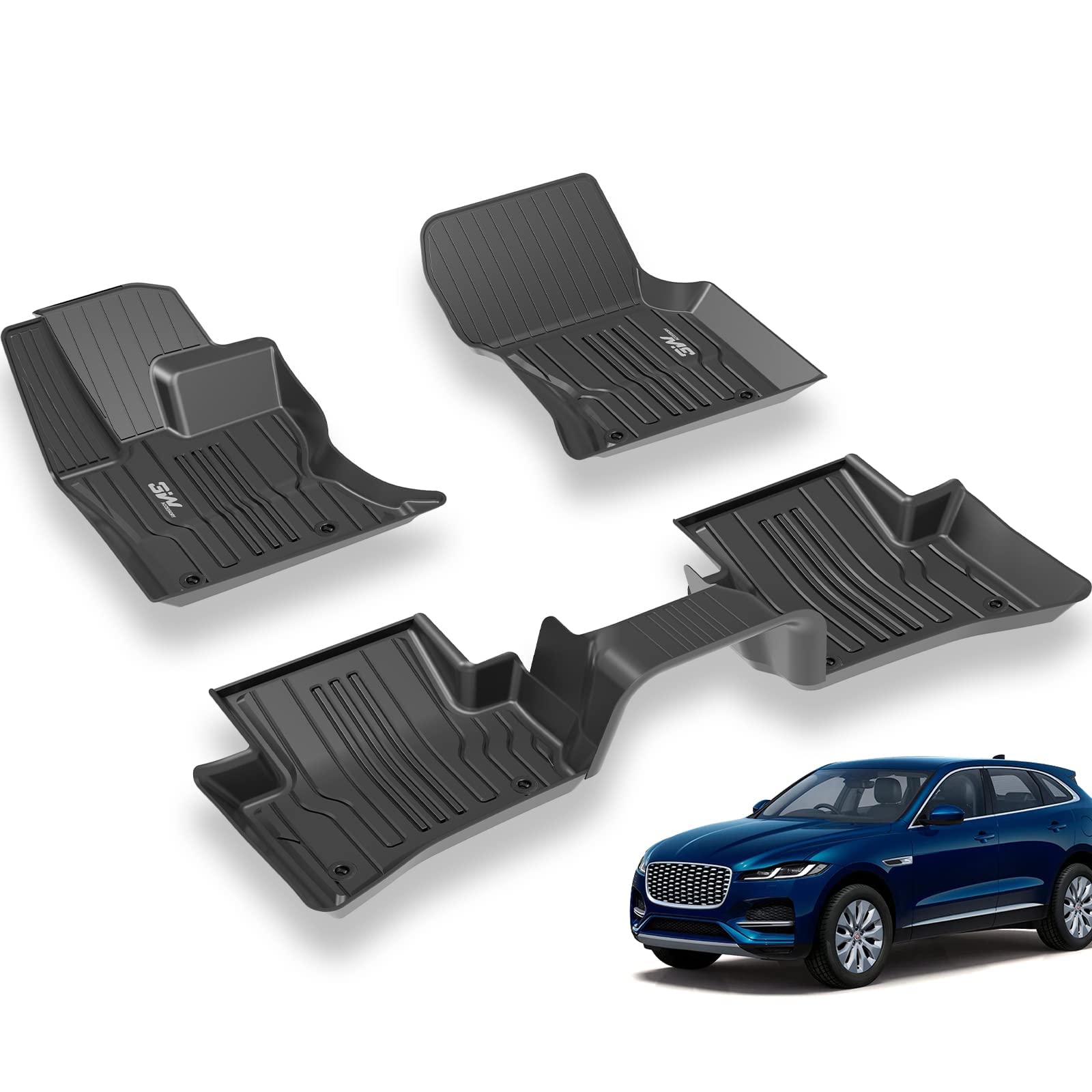 3W Jaguar F-pace 2017-2024 Custom Floor Mats TPE Material & All-Weather Protection Vehicles & Parts 3W   