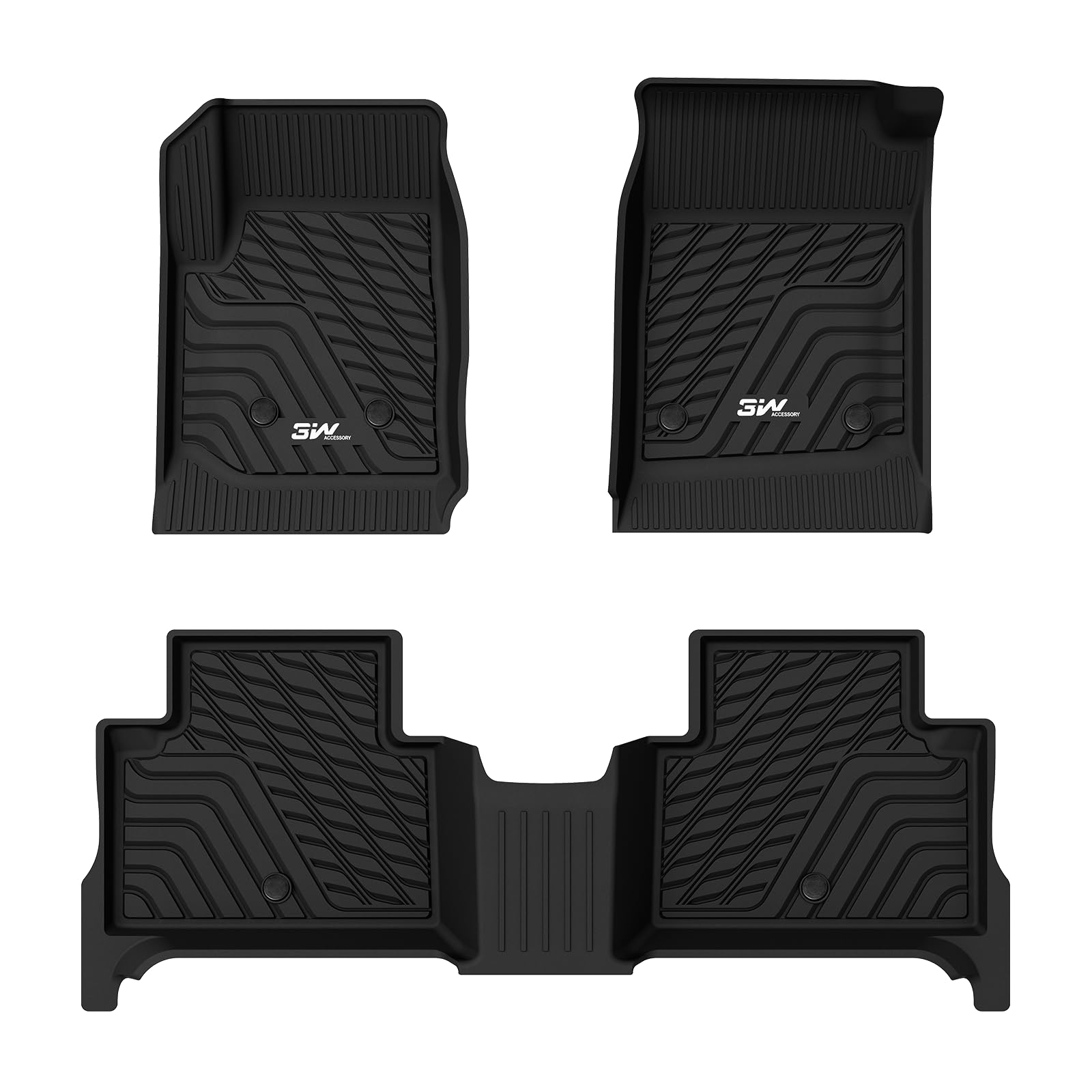 3W Chevy / Chevrolet Colorado Crew Cab / GMC Canyon Crew Cab 2015-2022 Custom Floor Mats TPE Material & All-Weather Protection Vehicles & Parts 3W 2015-2022 Colorado 2015-2022 1st&2nd Row Mats
