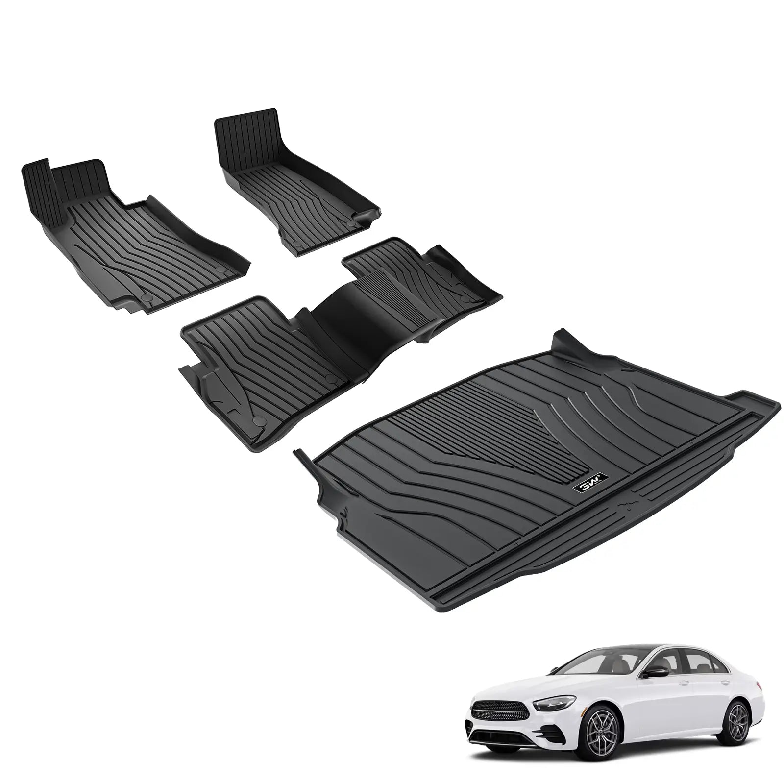 3W Mercedes-Benz E-Class 2017-2023 Custom Floor Mats TPE Material & All-Weather Protection (Sedan Only) Vehicles & Parts 3w   