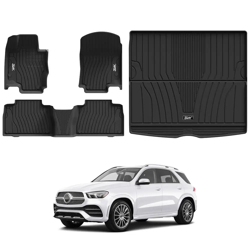 3W Mercedes-Benz GLE 2020-2024 Custom Floor Mats / Trunk Mat TPE Material & All-Weather Protection Vehicles & Parts 3w 2020-2024 GLE 2020-2024 1st&2nd Row Mats+Rear Trunk Mat