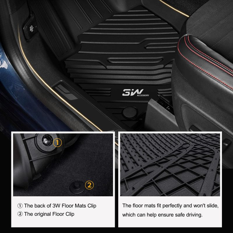 3W Ford Bronco Sport 2021-2024 Floor Mats TPE Material & All-Weather Protection Vehicles & Parts 3W   