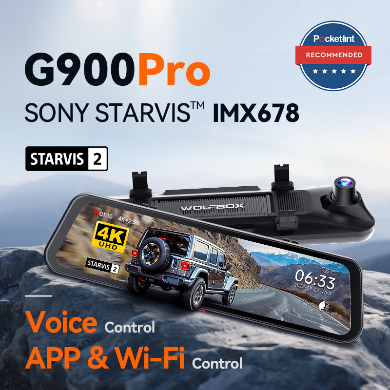 WOLFBOX G900Pro 12MP Smart Rear View Mirror Dash Cam with