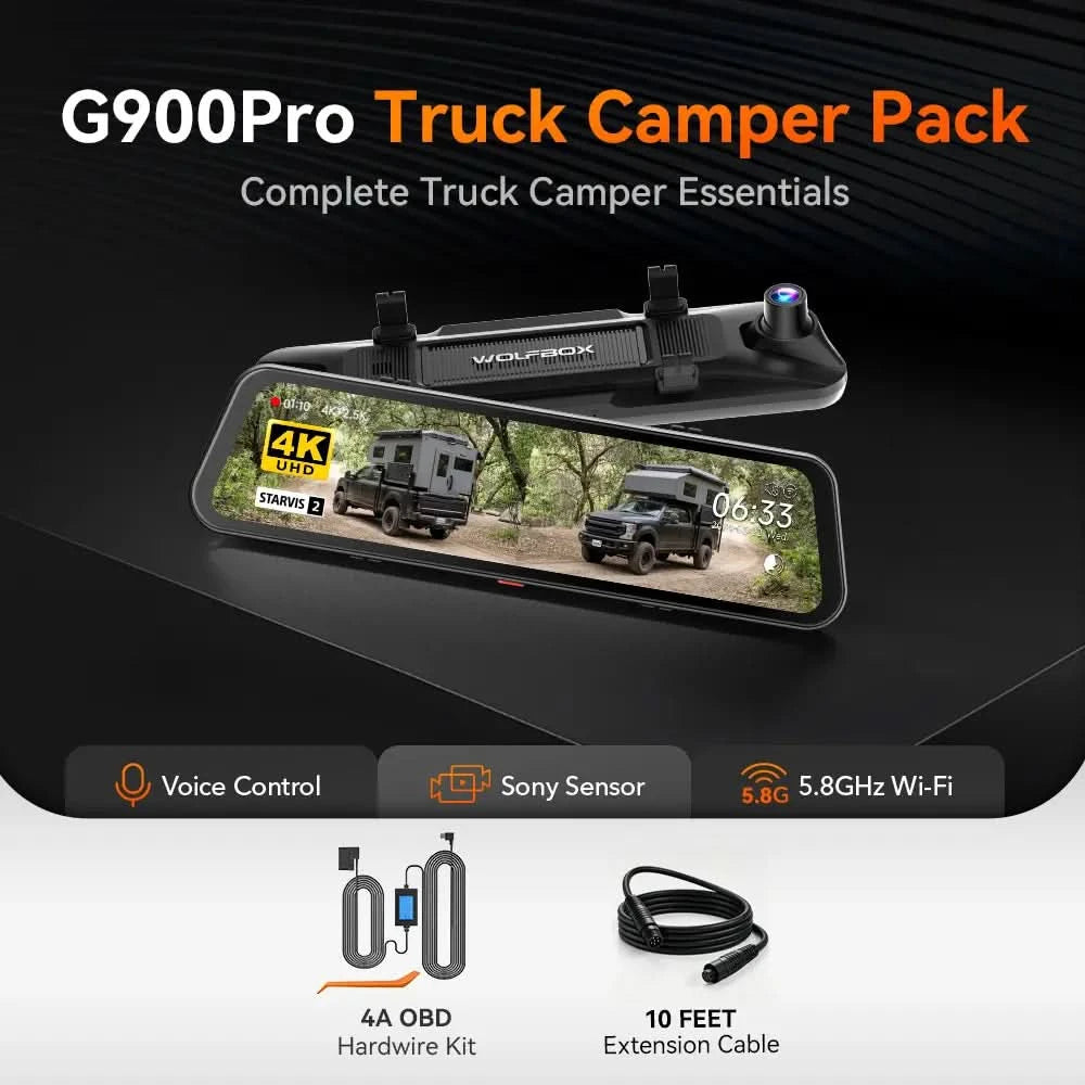 WOLFBOX G900Pro 12MP WiFi Touch Screen Rear View Dash Cam