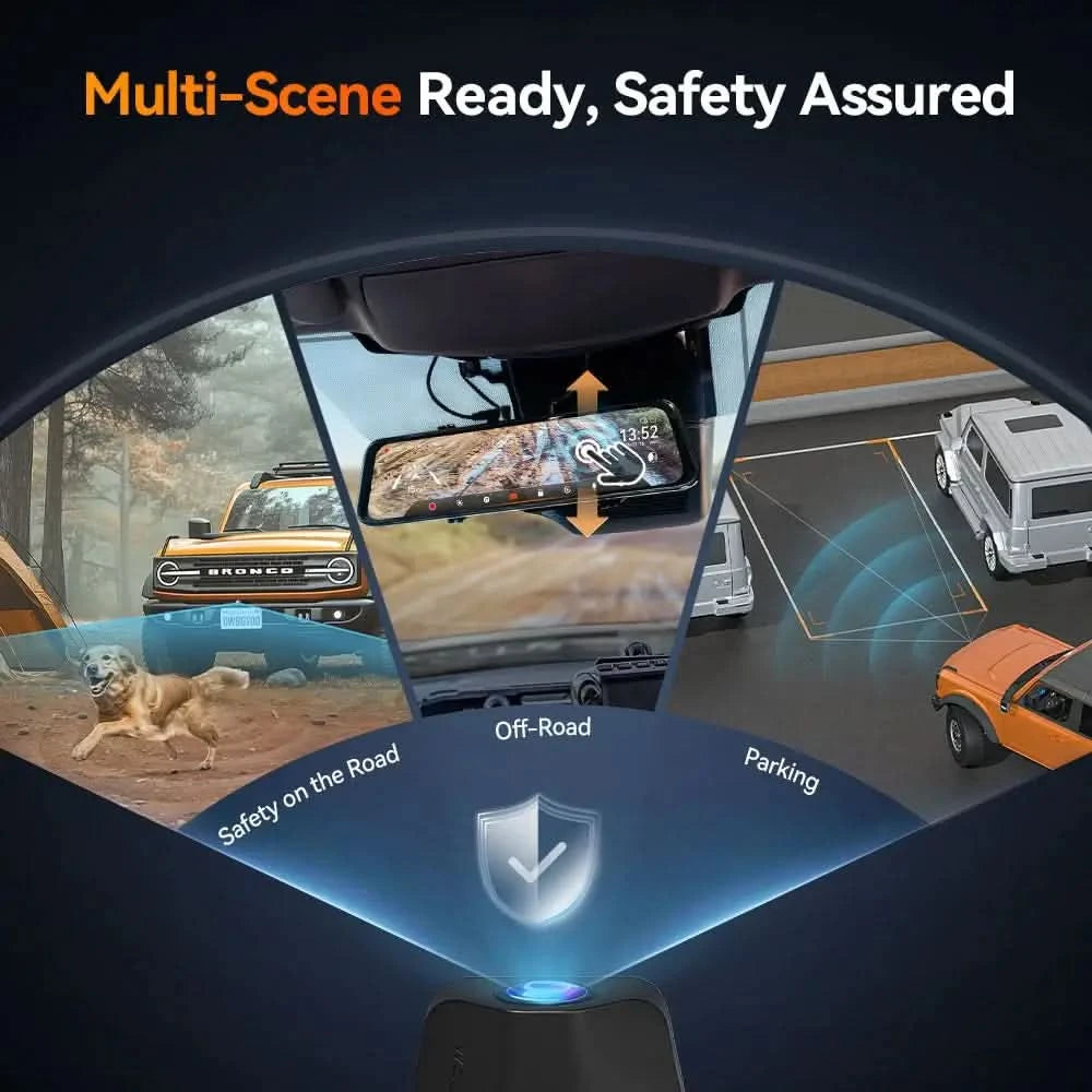 ミラー型ドライブレコーダーWOLFBOX G900R WOLFBOX G900 TriPro Bumper Version 3 Channel Rearview Mirror