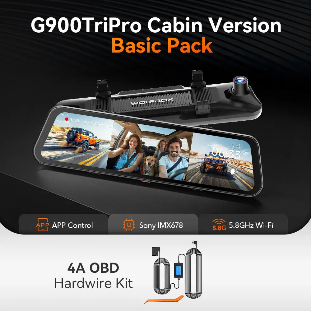 Wolfbox G900Tripro 3‑Channel Cabin Dash Camera