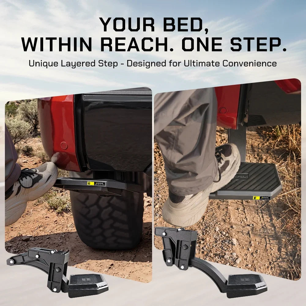 Hands-Free Foot-Operated Retractable Bed Step Nudge Deployment by Wolfbox Gears