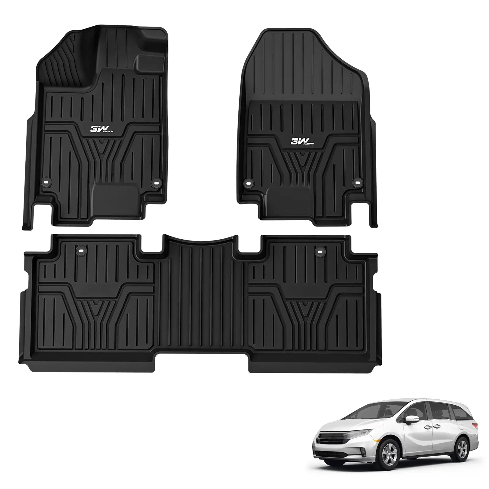 3W Honda Odyssey 2018-2025 Custom Floor Mats / Trunk Mat TPE Material & All-Weather Protection Vehicles & Parts 3W