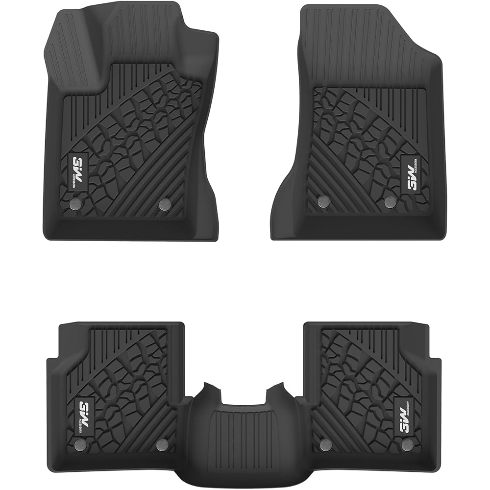 3W Jeep Compass 2017-2024 Custom Floor Mats TPE Material & All-Weather Protection Vehicles & Parts 3W 2017-2024 Compass 2017-2024 1st&2nd Row Mats