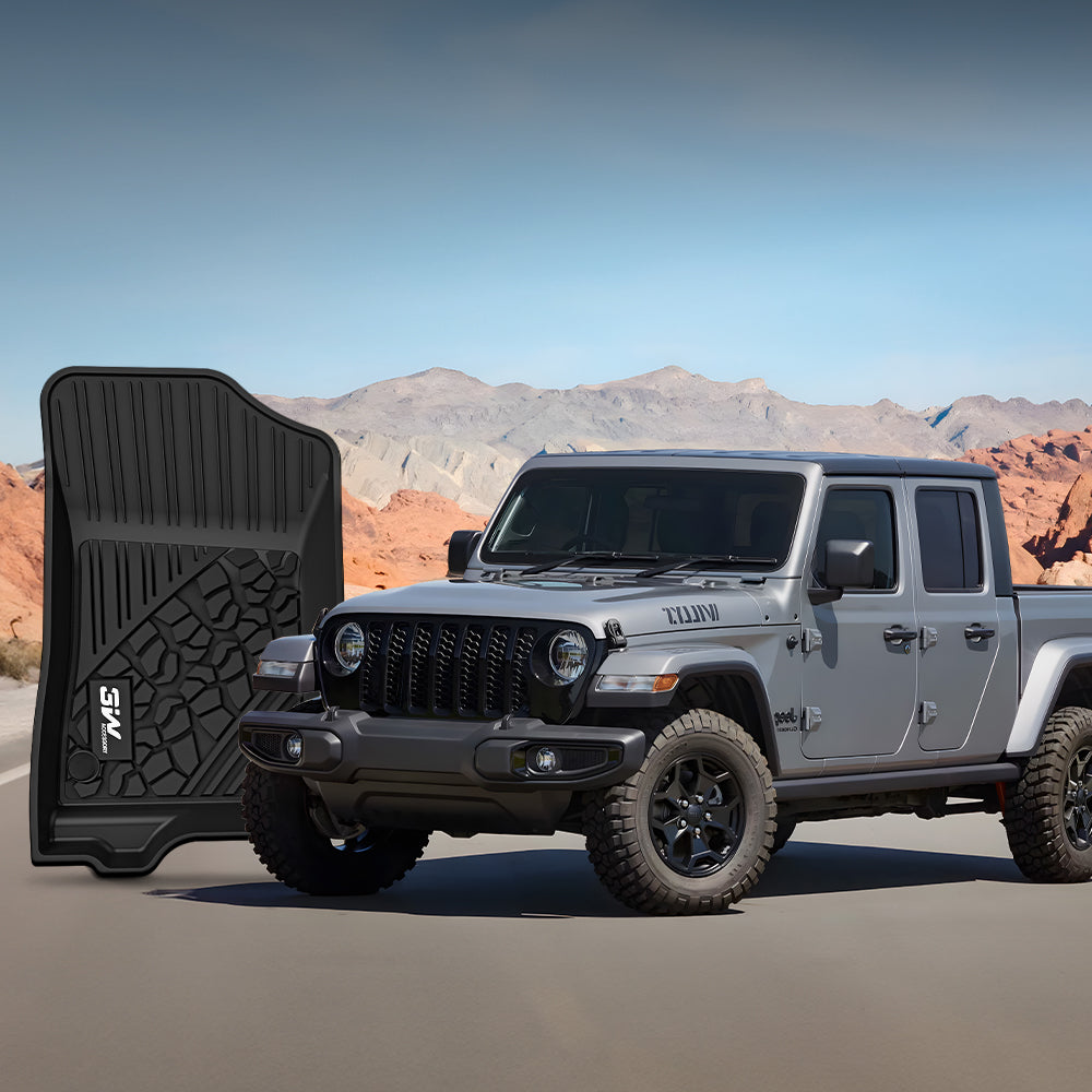 3W Jeep Gladiator 2020-2024 JT Custom Floor Mats TPE Material & All-Weather Protection Vehicles & Parts 3W   