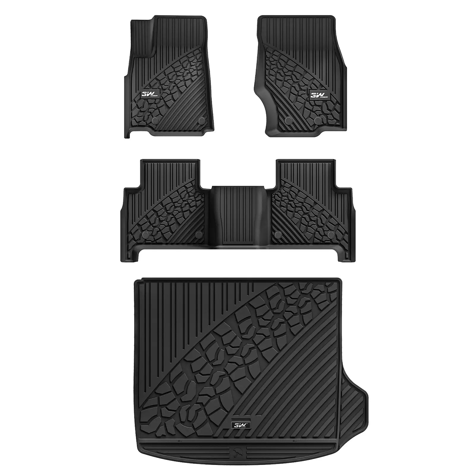 3W Jeep Grand Cherokee 2022-2024 (Non L or WK) Custom Floor Mats / Trunk Mat TPE Material & All-Weather Protection Vehicles & Parts 3W 2022-2024 Grand Cherokee 2022-2024 1st&2nd Row Mats+Trunk Mat