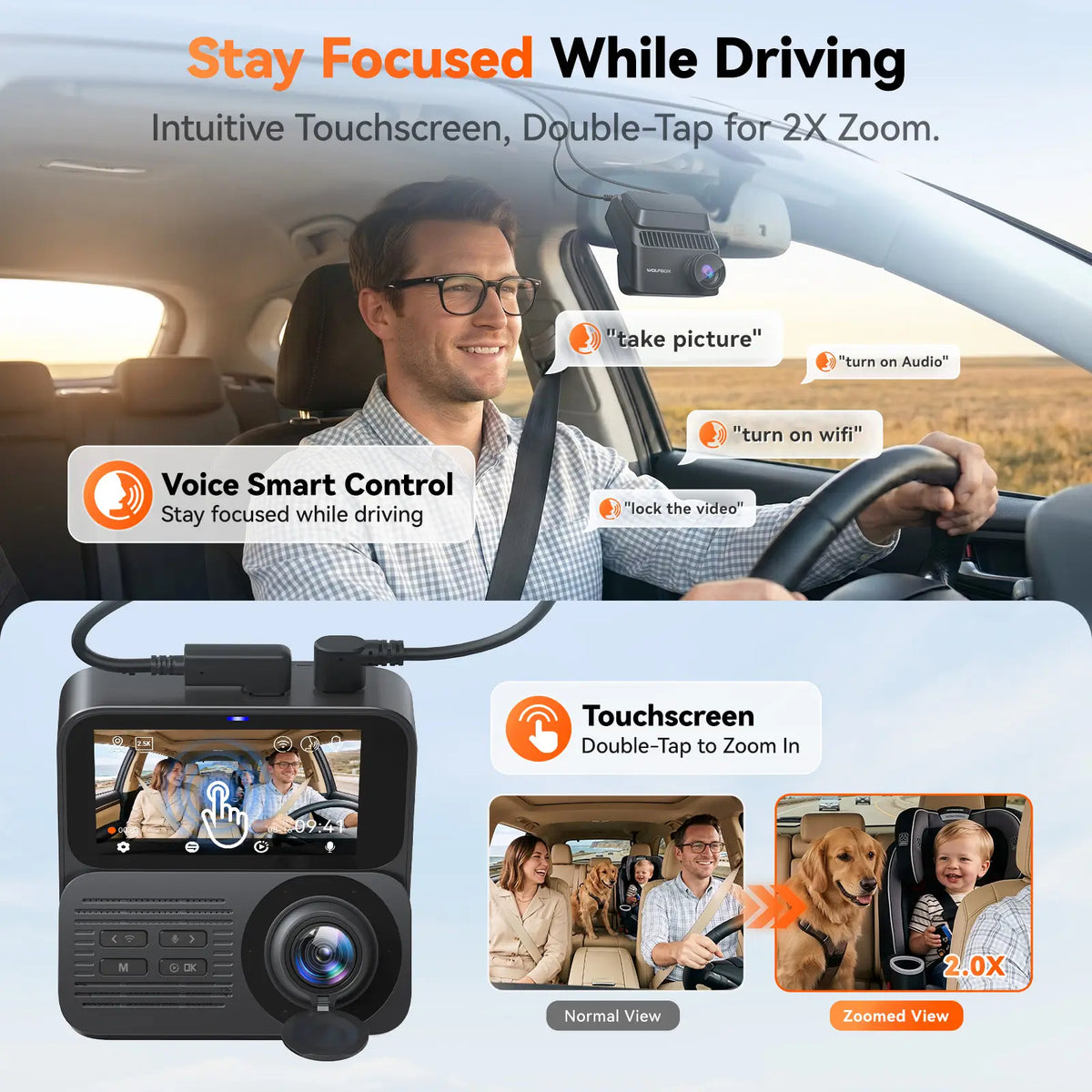 Preorder-WOLFBOX K9 Pro 3 Channel 4K+2.5K+2.5K STARVIS 2 Dash Cam - WOLFBOX