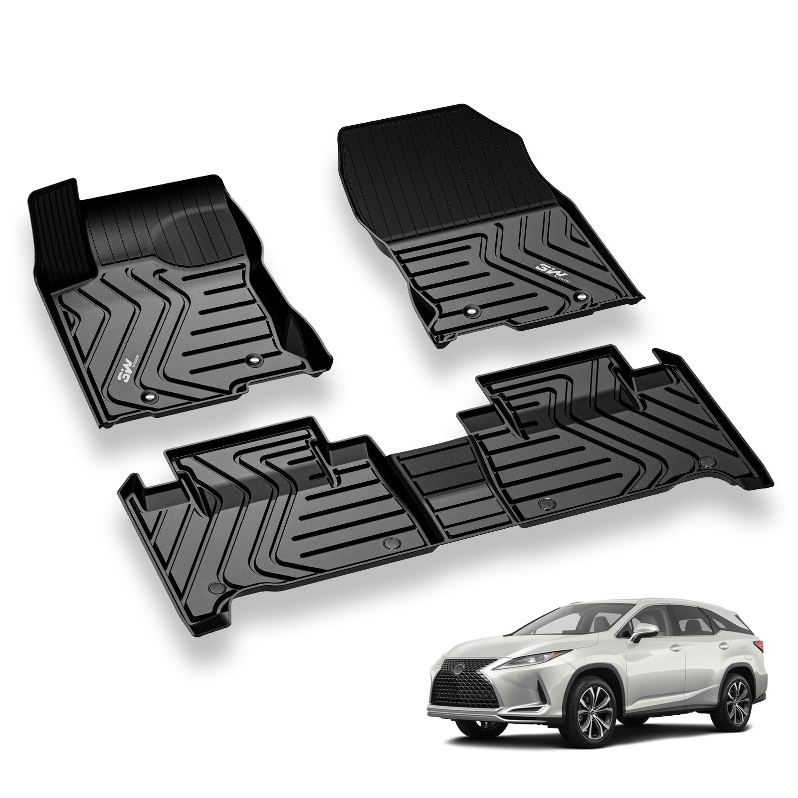 3W LEXUS RX 2016-2022 (RX350/RX450h) / 2018-2022 RXL (RX350L/450hL) Custom Floor Mats TPE Material & All-Weather Protection Vehicles & Parts 3w 2016-2022 RX 2016-2022 1st&2nd Row Mats