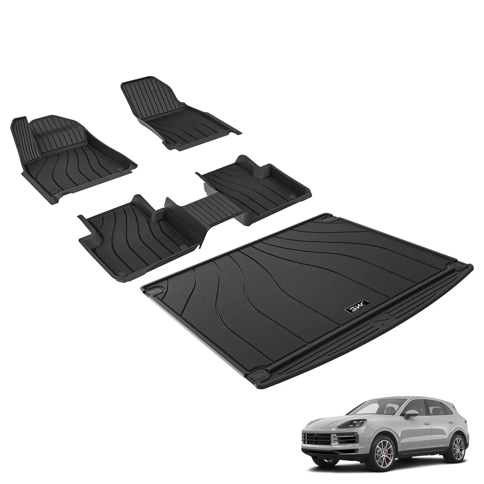 3W Porsche Cayenne 2019-2025 Custom Floor Mats TPE Material & All-Weather Protection Vehicles & Parts 3w   