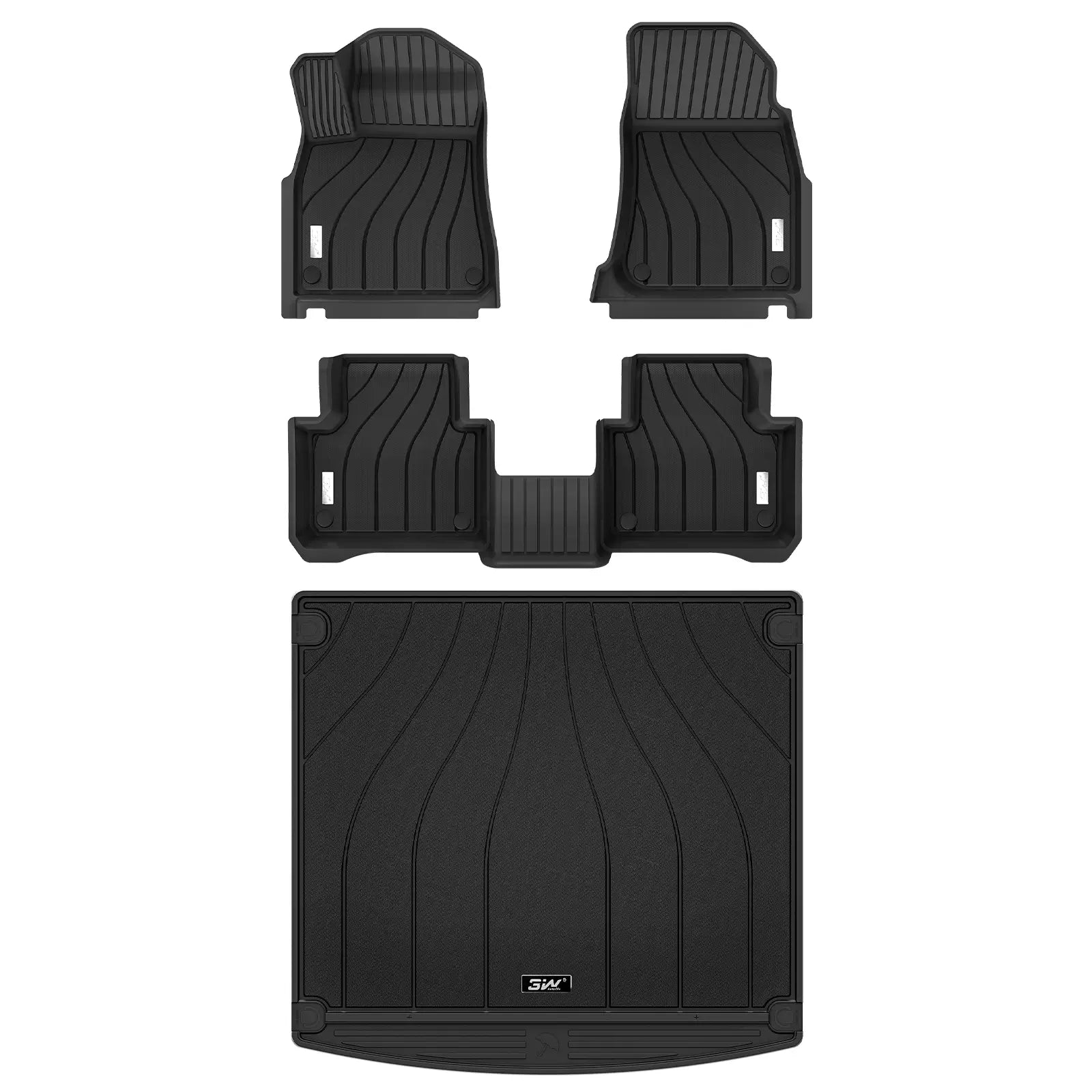 3W Porsche Cayenne 2019-2025 Custom Floor Mats TPE Material & All-Weather Protection Vehicles & Parts 3w 2019-2025 Cayenne 2019-2025 1st&2nd Row + Trunk Mat