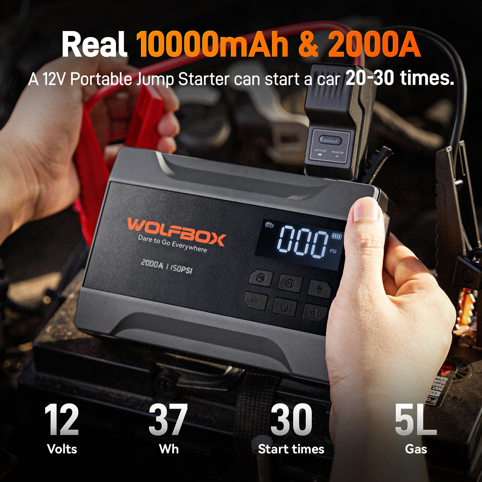 2000A Jump Starter with Air Compressor | WOLFBOX MegaVolt 10Air