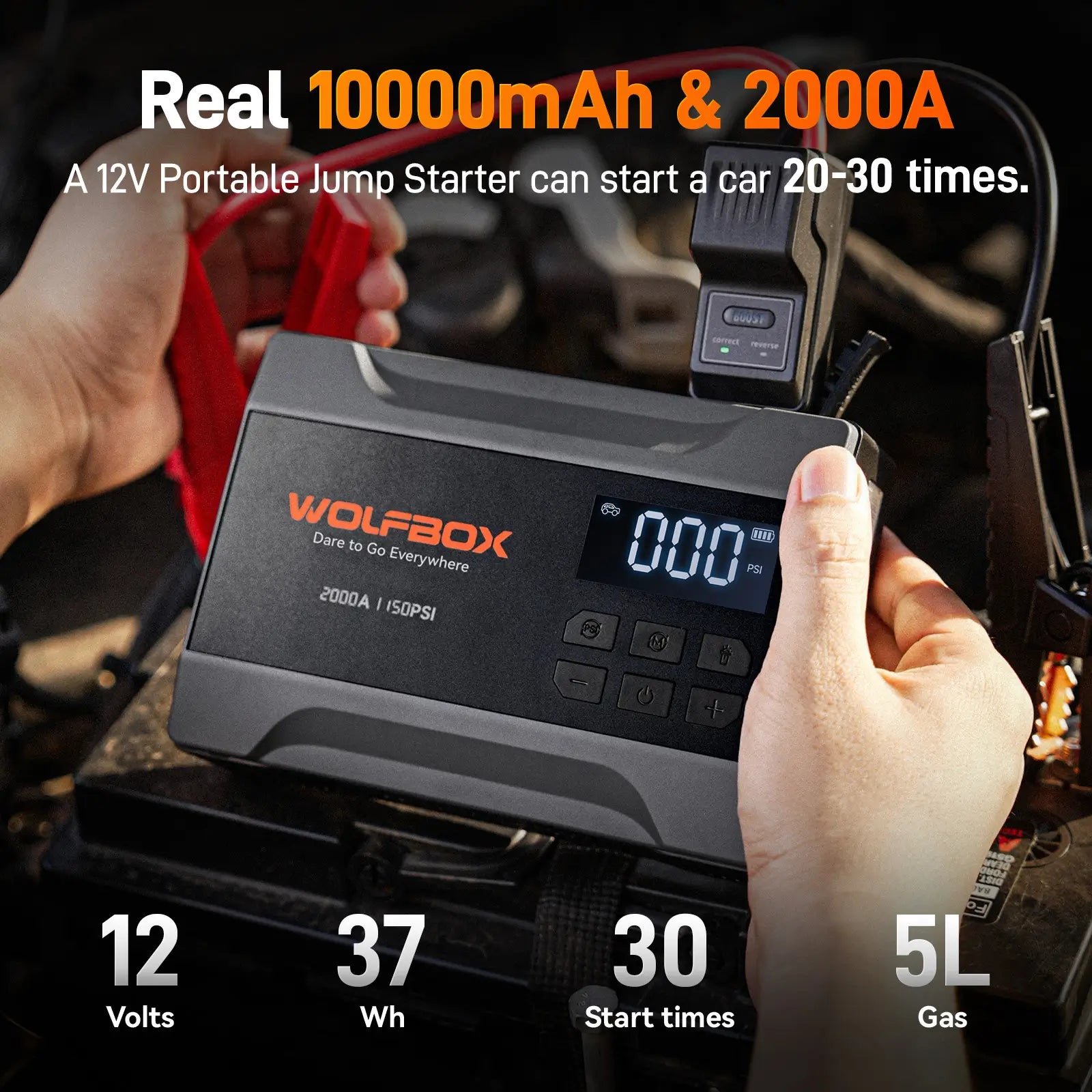 2000A Jump Starter with Air Compressor | WOLFBOX MegaVolt 10Air