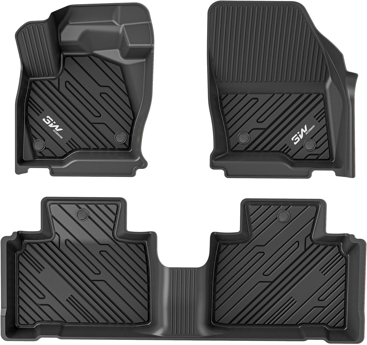 3W Ford Edge 2015-2024 Custom Floor Mats TPE Material & All-Weather Protection Vehicles & Parts 3W 2015-2024 Edge 2015-2024 1st&2nd Row Mats