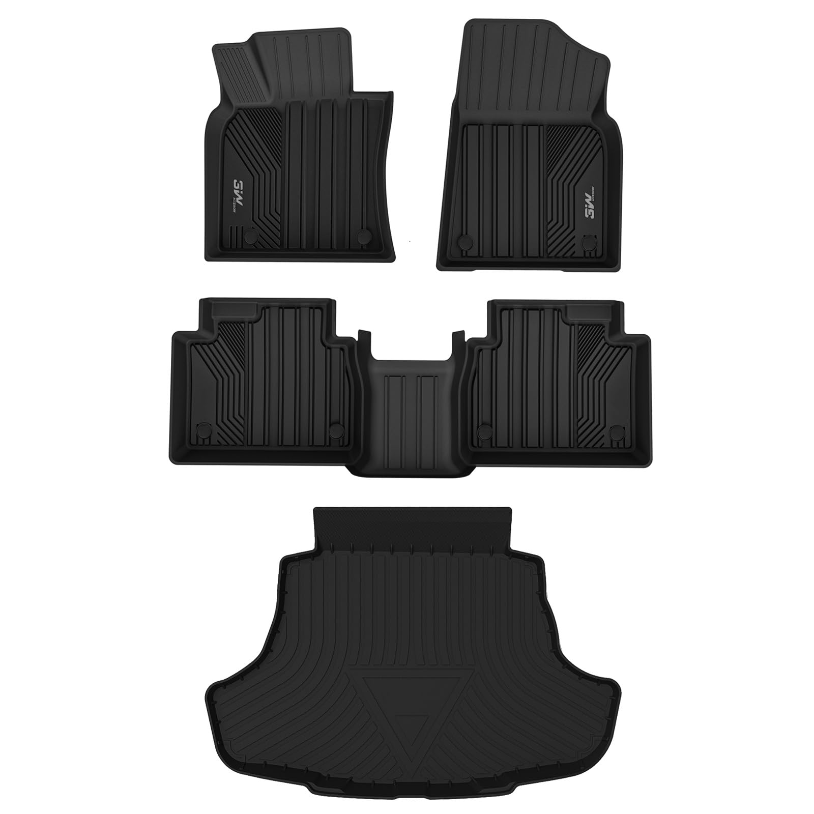 3W Toyota Camry 2018-2024 FWD (Not for Hybrid or AWD) Custom Floor Mats TPE Material & All-Weather Protection Vehicles & Parts 3w 2018-2024 Camry 2018-2024 1st&2nd Row+Trunk Mat