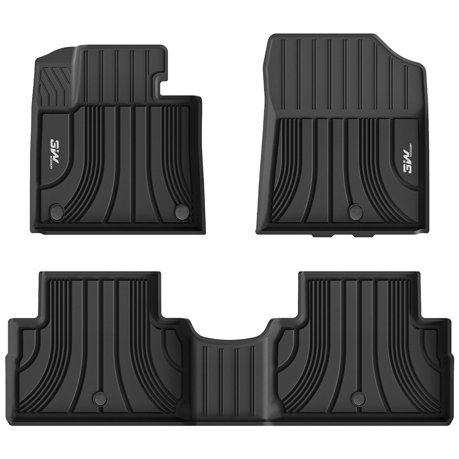 3W Hyundai Santa Fe 5 Seat 2021-2023 (Not for Hybrid) Custom Floor Mats TPE Material & All-Weather Protection Vehicles & Parts 3Wliners 2021-2023 Santa Fe 1st&2nd Row Mats
