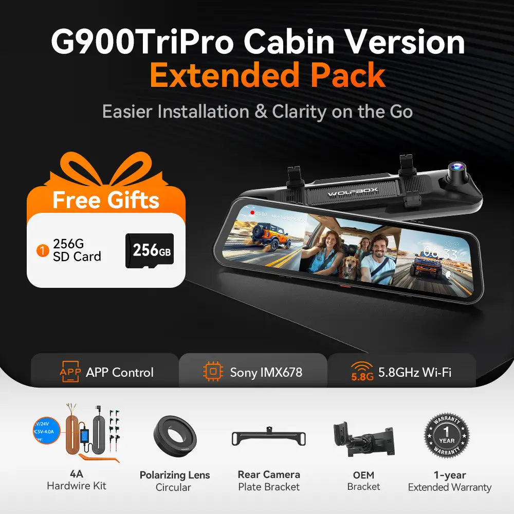 G900 TriPro 4K+2.5K+1080P 3 Channel Cabin Monitor Mirror