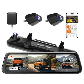 WOLFBOX Rearview Mirror Dash Cam with G-Sensor GPS and Parking Monitor G900TriPro - WOLFBOX
