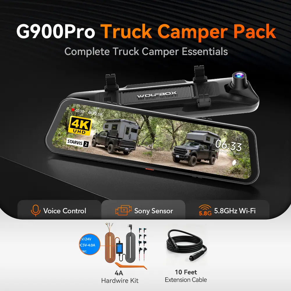 WOLFBOX G900Pro 12MP WiFi Touch Screen Rear View Dash Cam