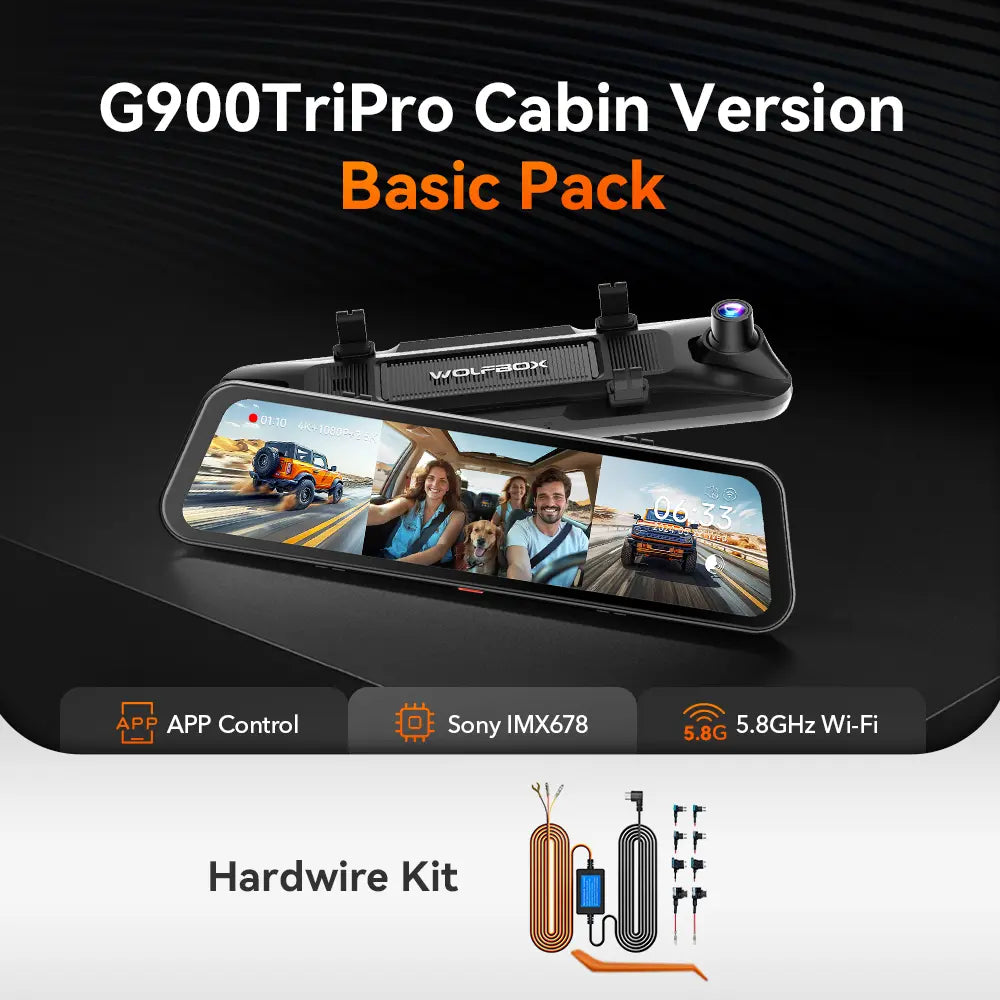 WOLFBOX G900 ドライブレコーダー Wolfbox G900Tripro 3‑Channel Cabin Dash Camera - WOLFBOX