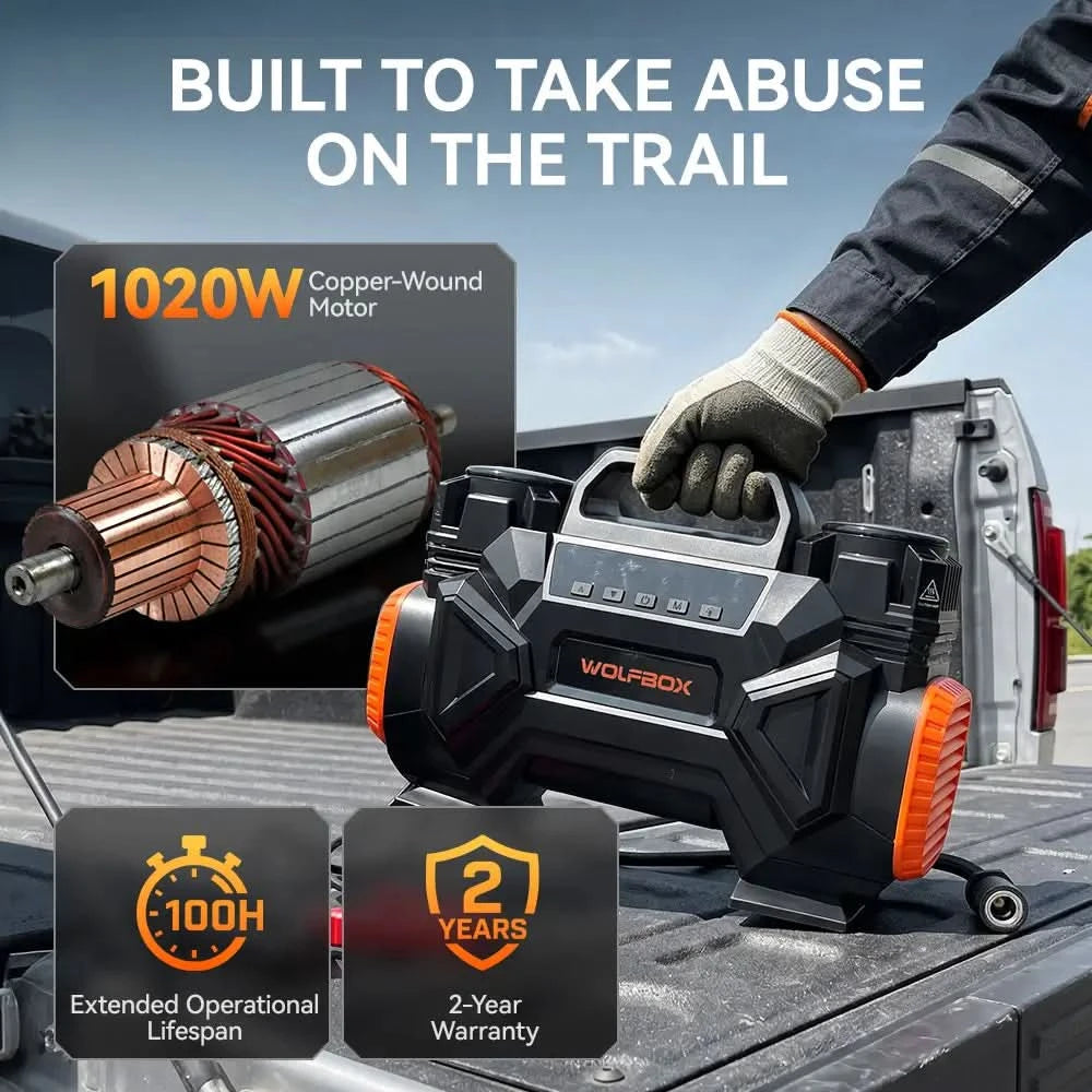 Twin air compressor HyperFlow 60D pure copper motor built to take abuse with 2-year warranty