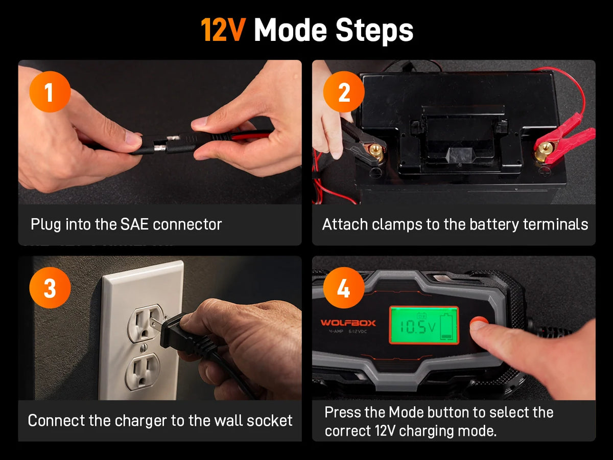 bc40 short press quick charge mode in 4 easy steps connect select mode and start charging | WOLFBOX BC40