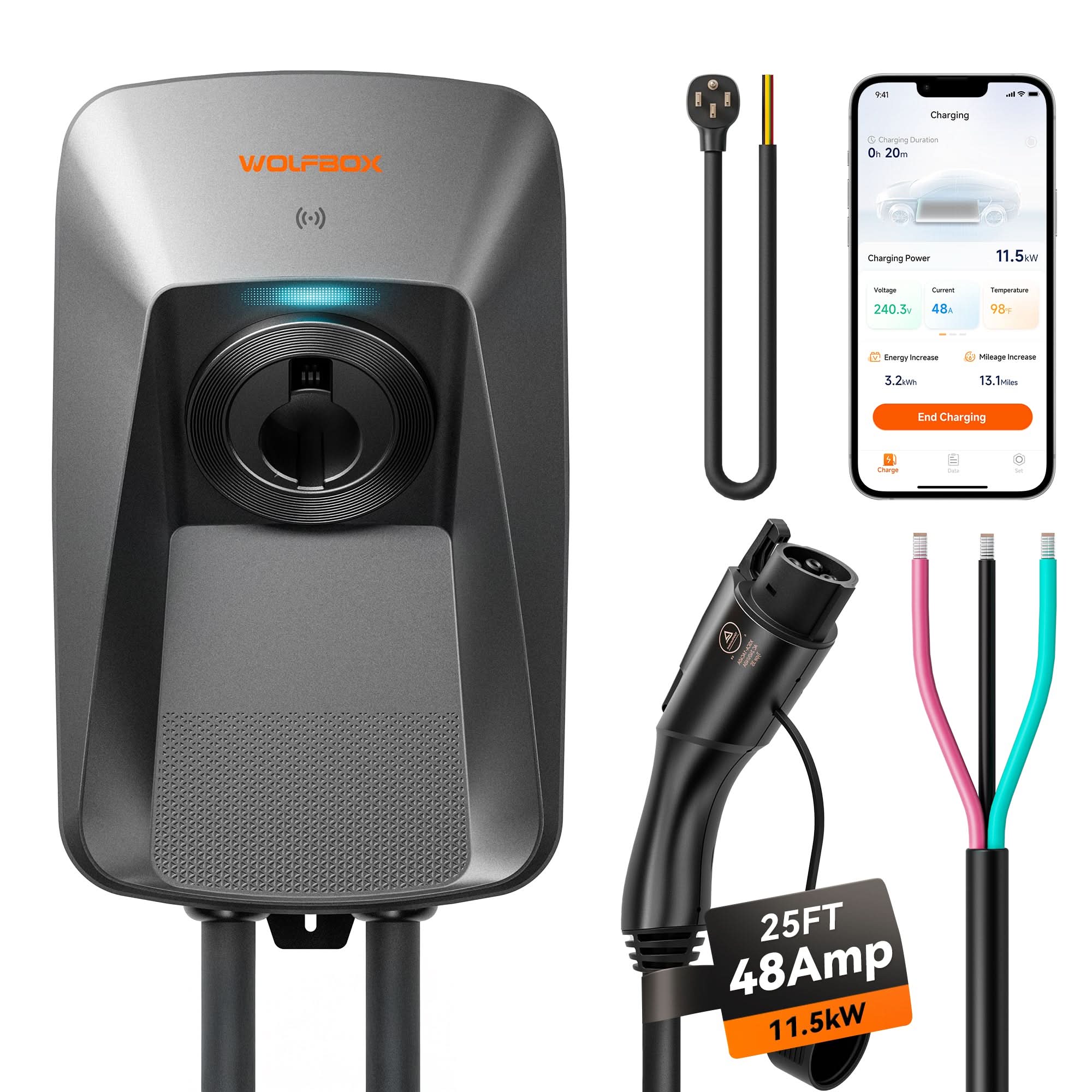WOLFBOX WE48 Level 2 ev Charger 48 Amp