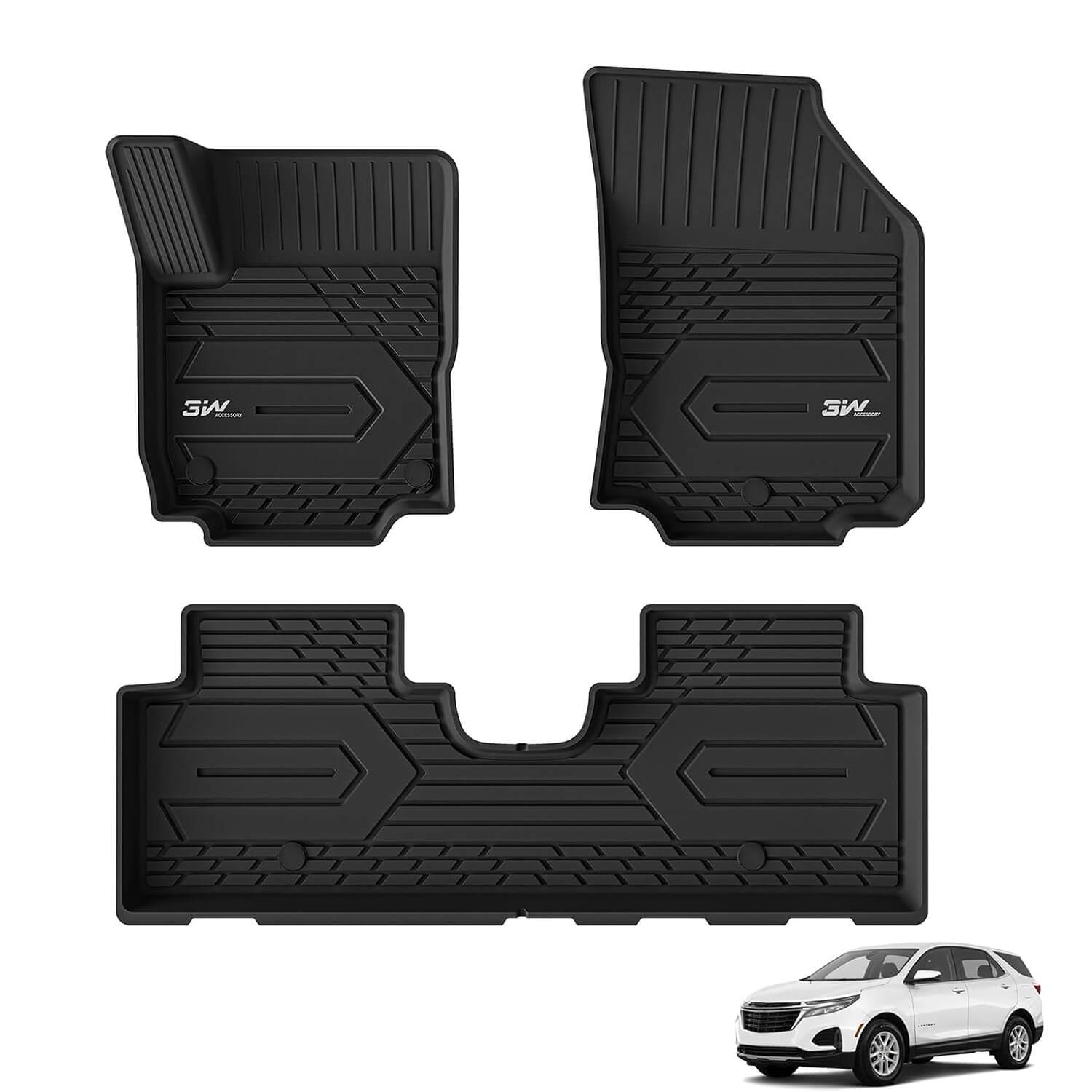 3W Chevy / Chevrolet Equinox / GMC Terrain 2018-2024 Custom Floor Mats TPE Material & All-Weather Protection Vehicles & Parts 3W   