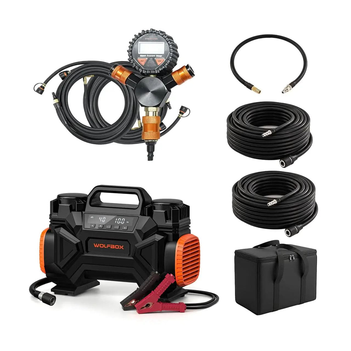 12V Heavy Duty Dual Cylinder Portable Air Compressor 5.1 CFM - WOLFBOX HyperFlow 60D - WOLFBOX