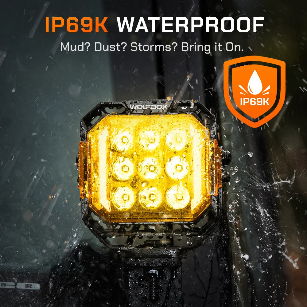 NomadRover 5 IP69K waterproof off-road light resisting high-pressure water and extreme mud conditions