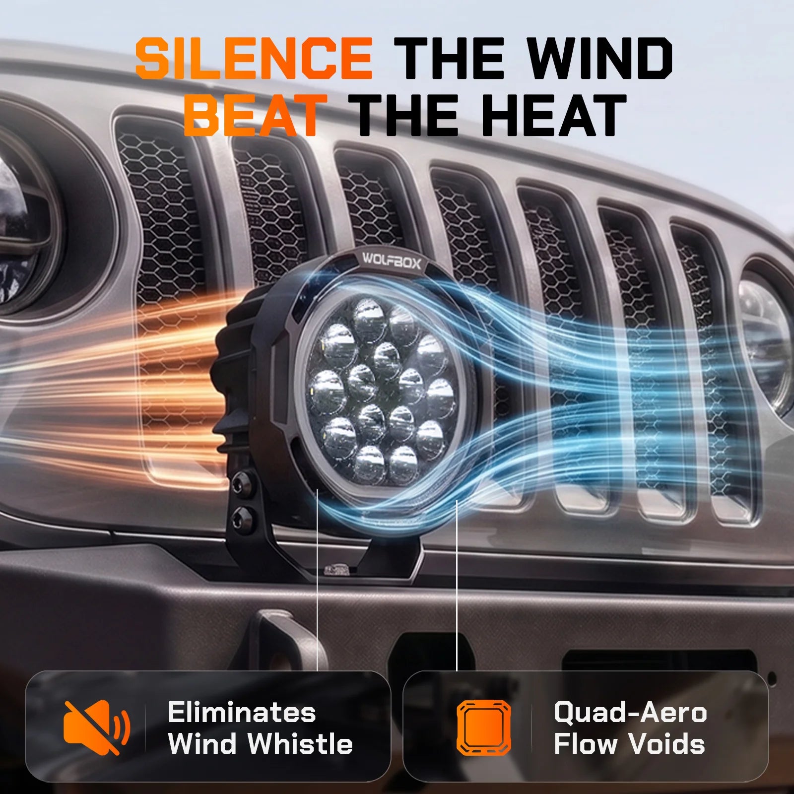 aero airflow design eliminating wind whistle and heat on jeep grille