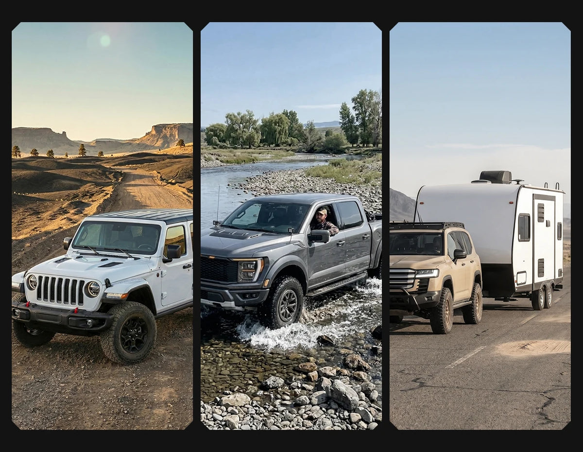 off road vehicles jeep truck suv towing trailer wolfbox hyperflow60d