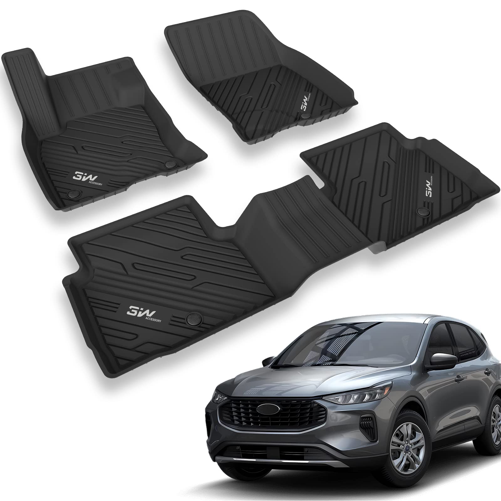 3W Ford Escape 2020-2023 (NOT for Hybrid) Custom Floor Mats TPE Material & All-Weather Protection Vehicles & Parts 3W   