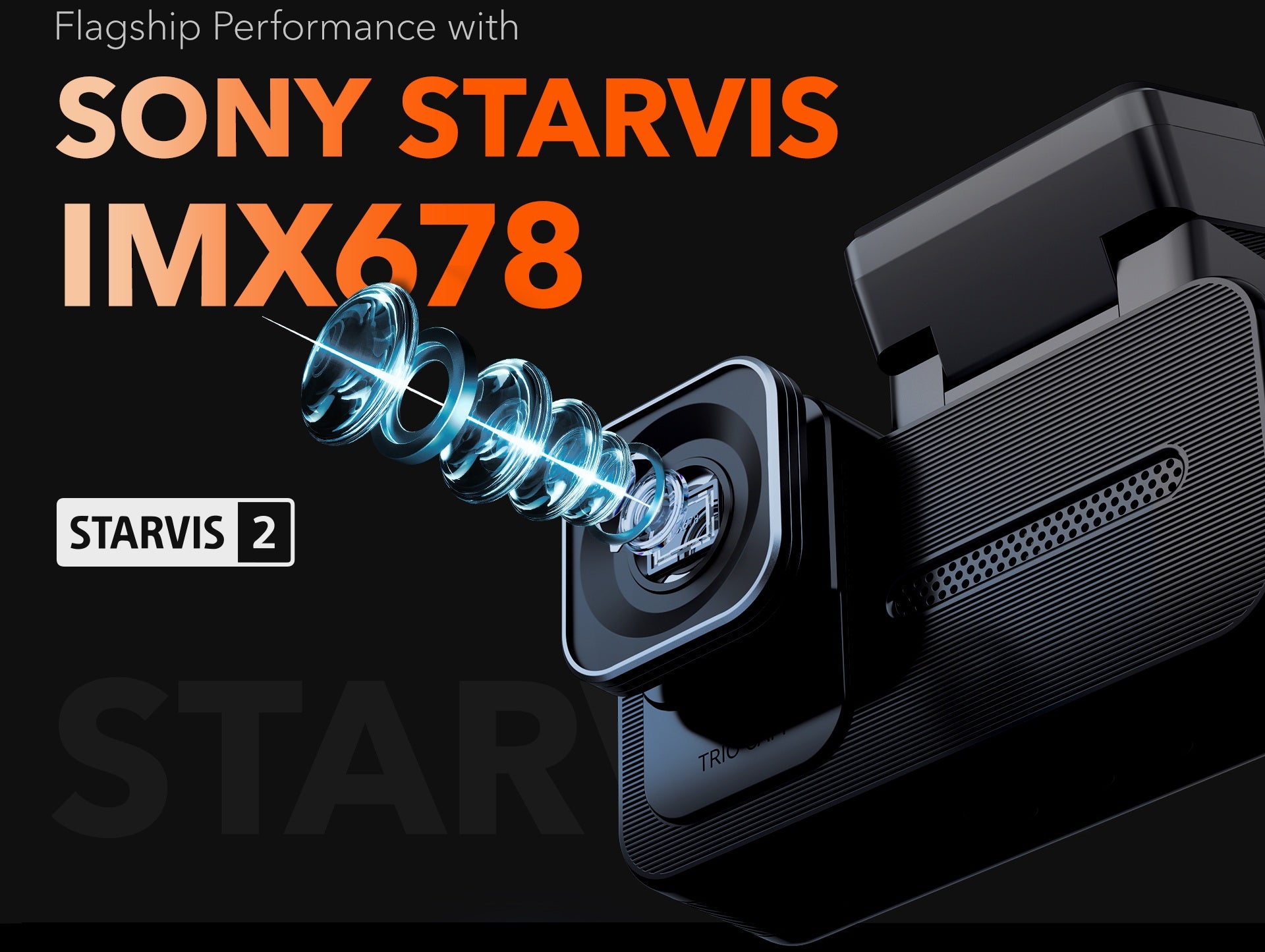 Dash cam with Sony Starvis 2 IMX678 sensor and multi layer lens structure