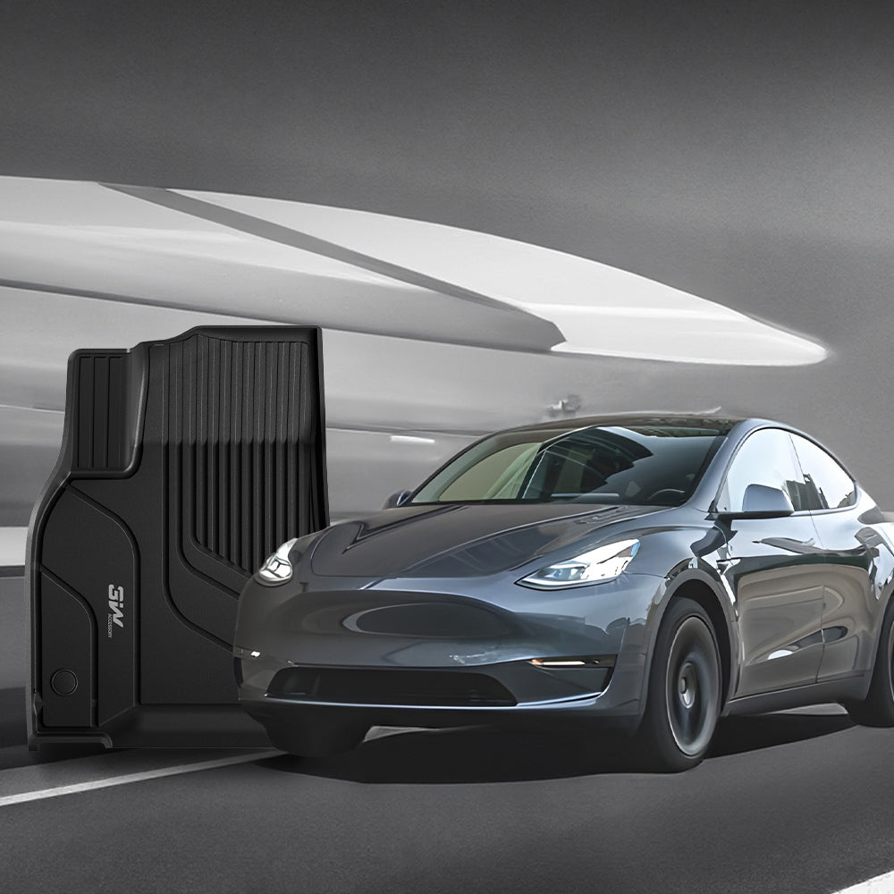 3W Tesla Model Y 2020-2024 Custom Floor Mats / Trunk Mats TPE Material & All-Weather Protection 5-Seater Vehicles & Parts 3w   