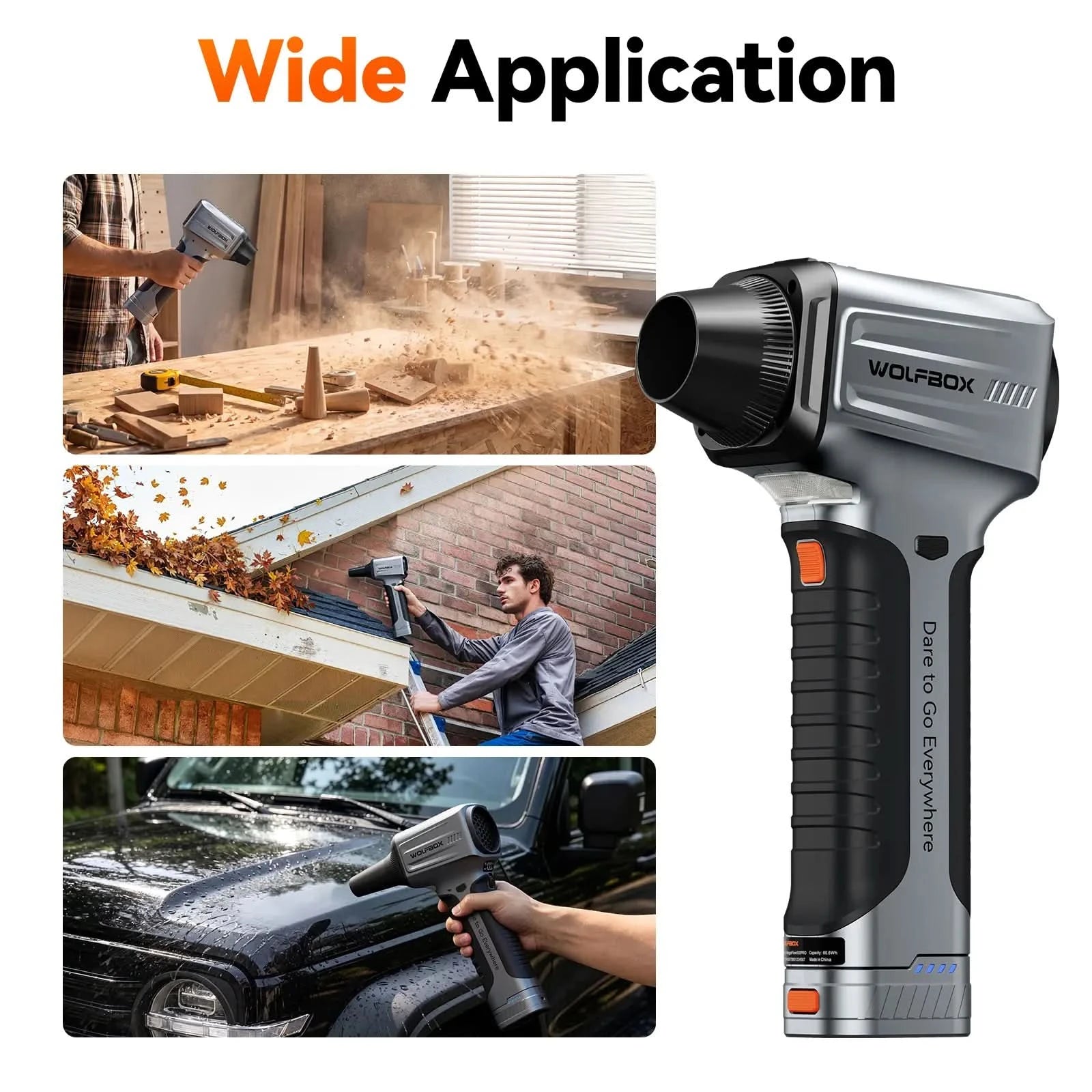 WOLFBOX MF500PRO Air Duster – Handheld Blower for Leaves & Outdoor Cleanup - WOLFBOX