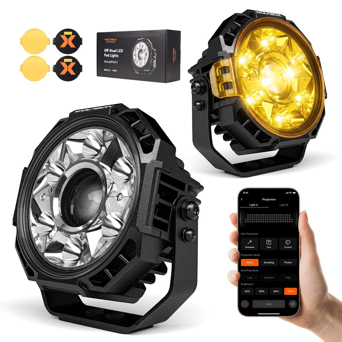NomadPixel  5" Off-Road LED Pod Lights（Pair） - WOLFBOX
