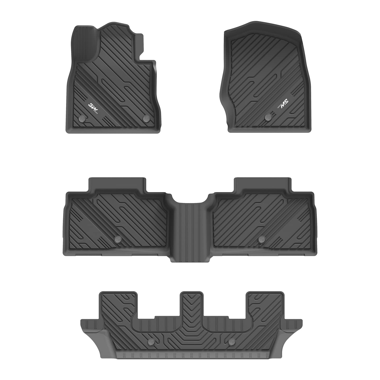 3W Ford Explorer 2020-2023 Custom Floor Mats TPE Material & All-Weather Protection Vehicles & Parts 3W 2020-2023 Explorer 2020-2023 7 Seat 1st&2nd&3rd Row Mats