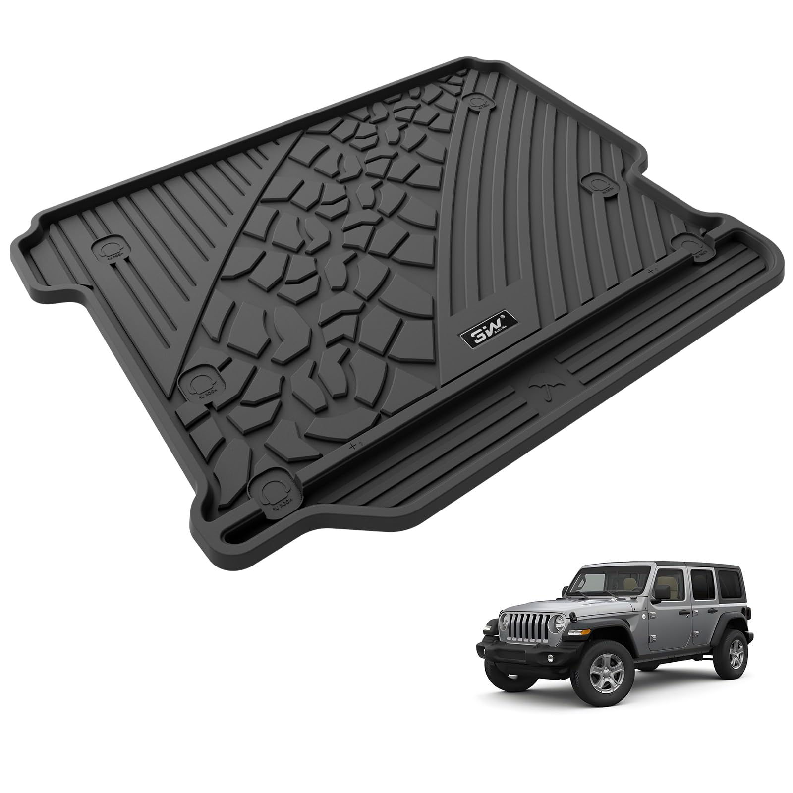 3W Jeep Wrangler JL (Non JK or 4XE) 2018-2023 Custom Floor Mats / Trunk Mat  TPE Material & All-Weather Protection