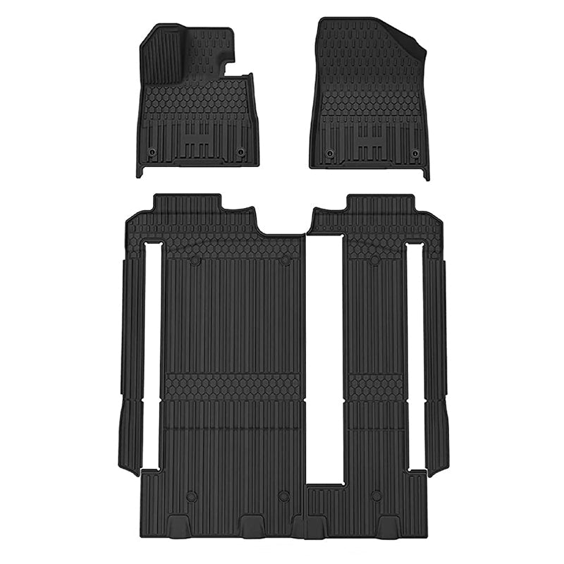 3W Toyota Sienna 8 Seat 2021-2023 Custom Floor Mats / Trunk Mat TPE Material & All-Weather Protection Vehicles & Parts 3Wliners 2021-2023 8 Seat without Spare Tire 1st&2nd&3rd Row Mats