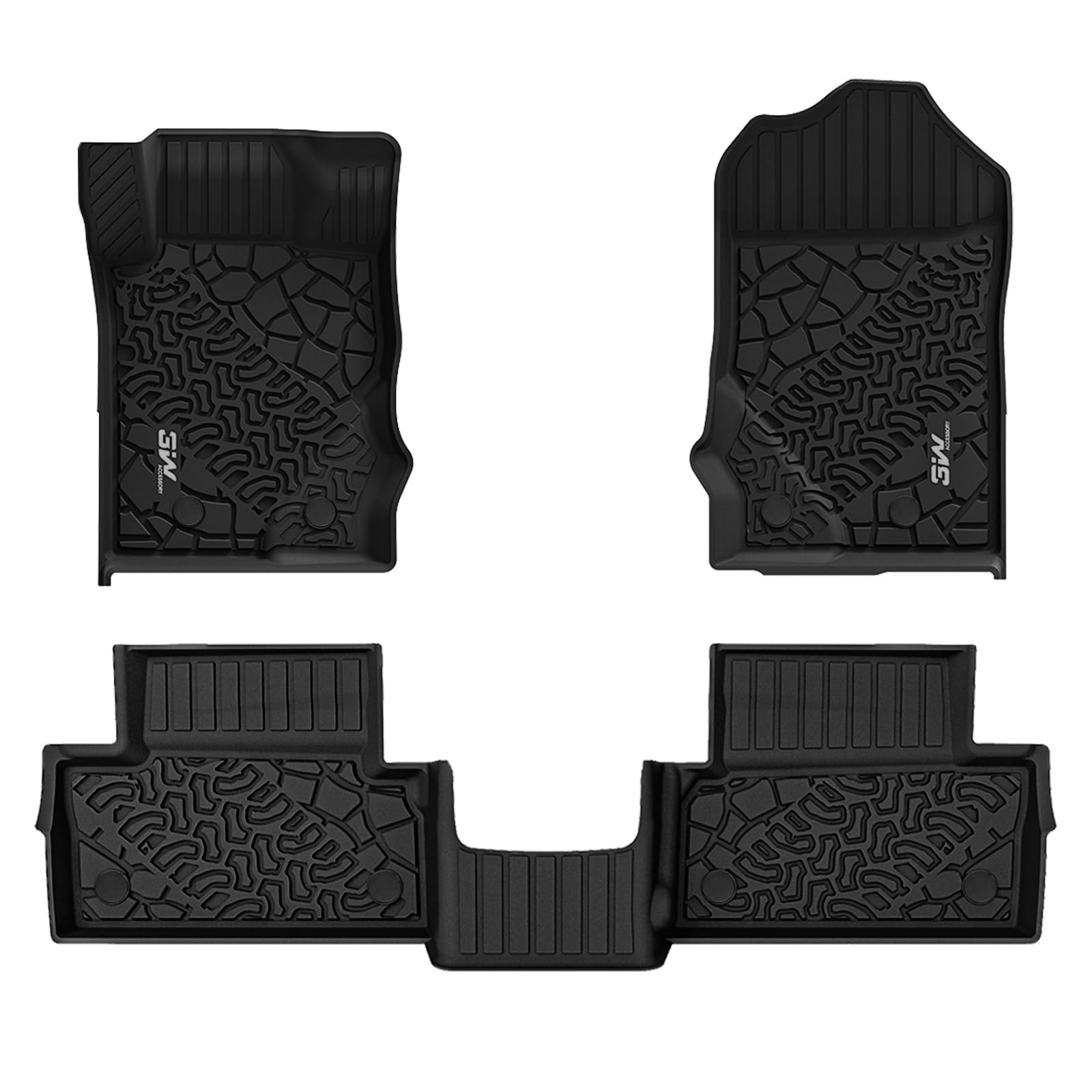 3W Ford Bronco 2-Door 2021-2023 Floor Mats Trunk Mats TPE Material & All-Weather Protection Vehicles & Parts 3Wliners 2021-2023 2-Door 2021-2023 1st&2nd Row Mats