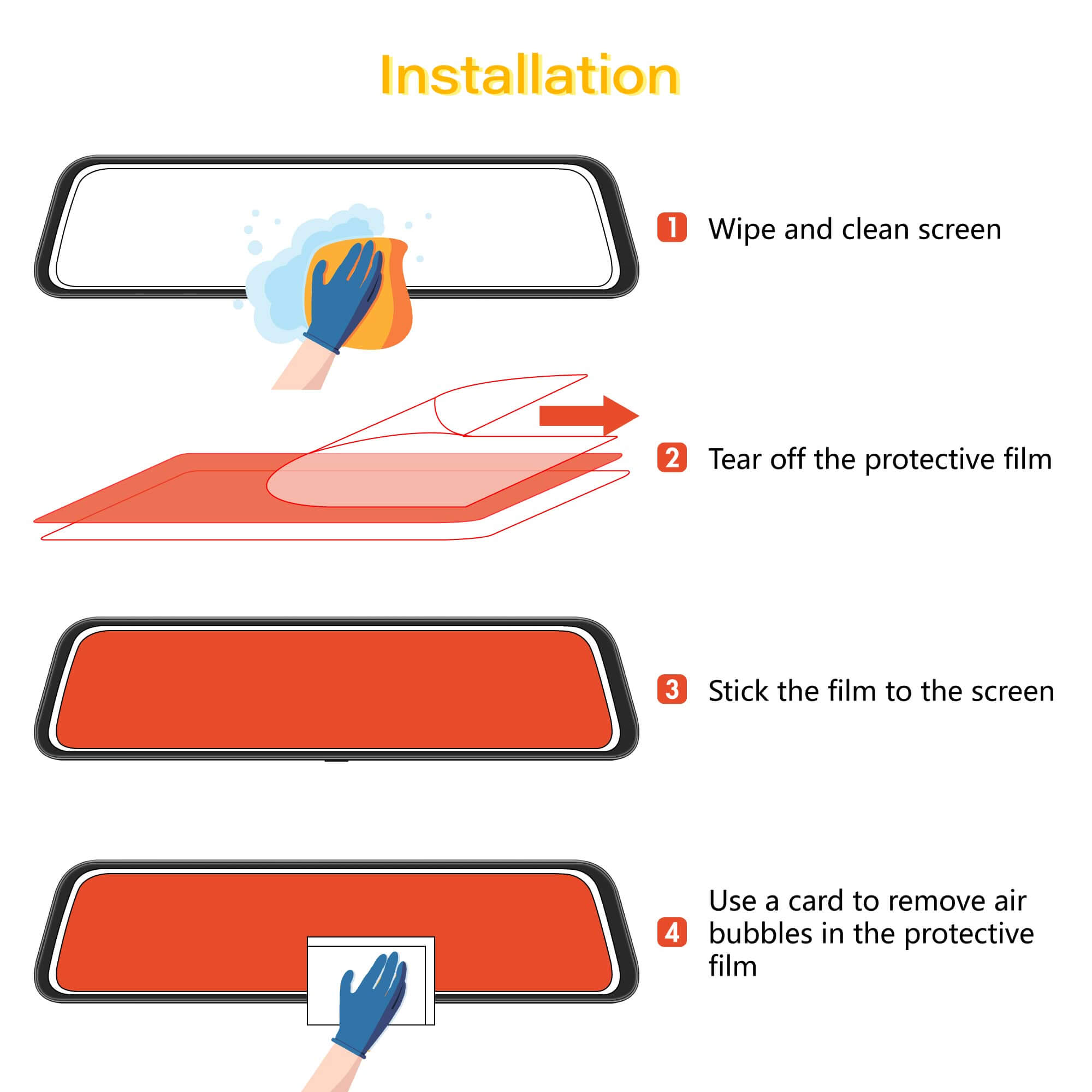 WOLFBOX 12inch Anti-Glare Film for Rear View Mirror Camera Accessory WOLFBOX   