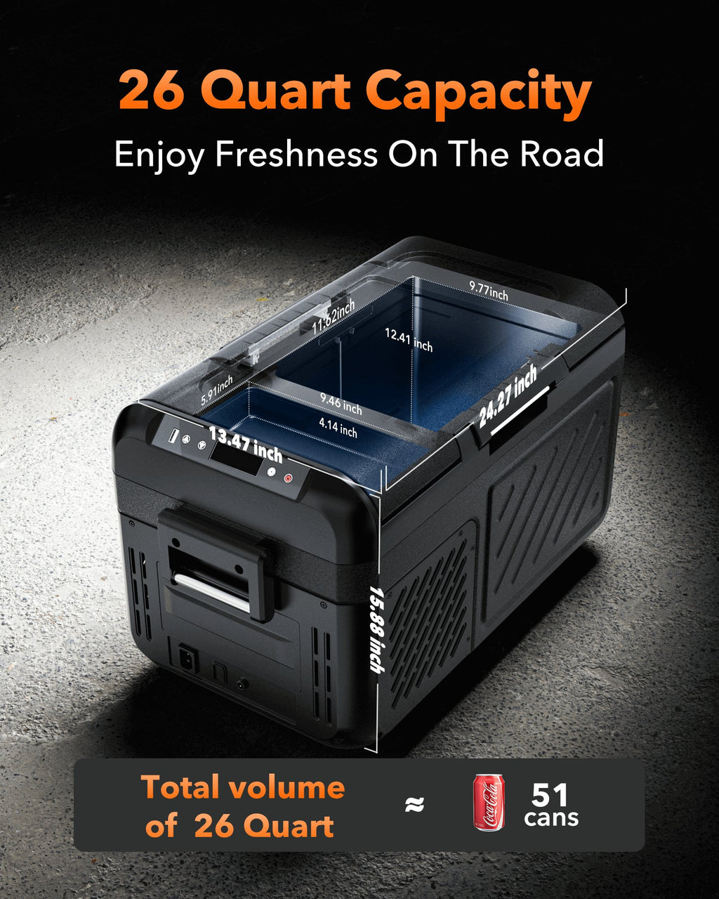 WOLFBOX Car Fridge Dual Zone Portable Refrigerator large 19quart /26quart  capacity 12/24V DC