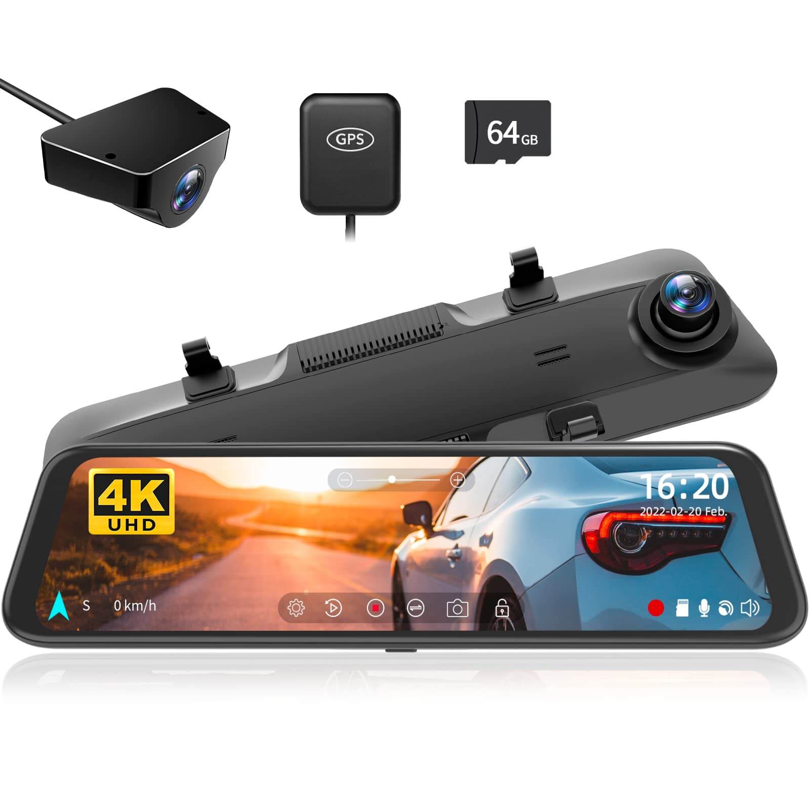 WOLFBOX G850 Rearview Mirror Backup Camera Dash Cam